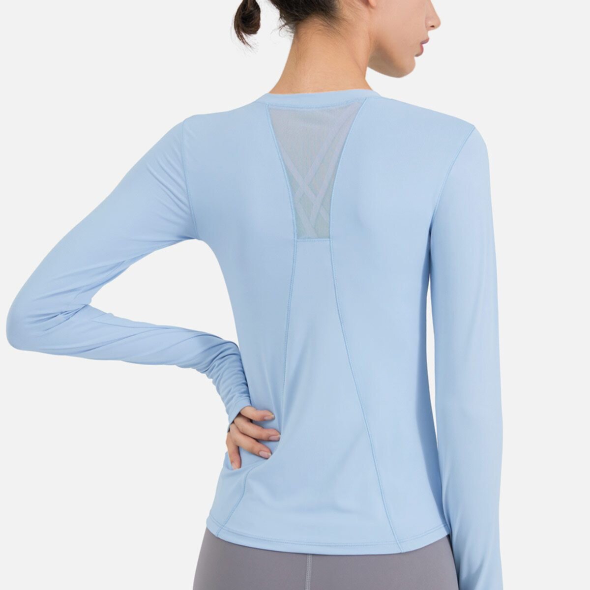 Long Sleeve Round Neck Women Yoga Sports Shirt